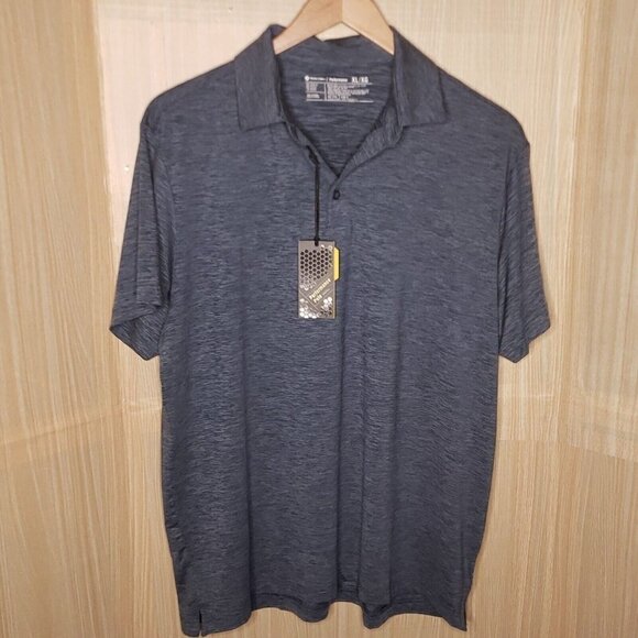 Members Mark Performance Mens Blue Striped Short Sleeve Polo XL - Picture 1 of 5